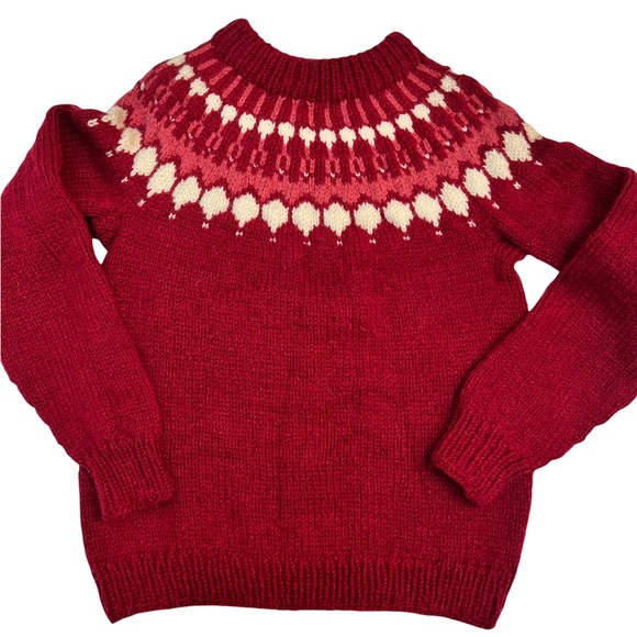 ♥️SOLD♥️Handmade Vintage Fair Isle Pullover Chunky Knit Wool Sweater Size S/M - Picture 2 of 8